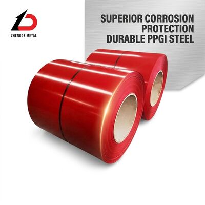 Yellow Color Coated PPGI Steel Coil with 15-20 Um Front Paint Coating and 0.12mm - 1.2mm Base Steel Thickness